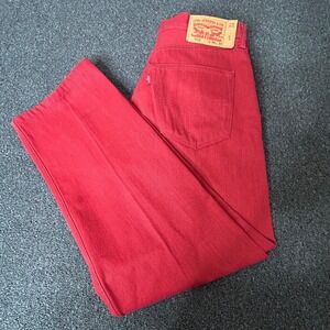 Levis‎ 501 Jeans Mens 34 X 32 (33 x 27) Red Denim Button Fly Mexico